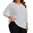 thumbnail image 2 of Agnes Orinda Women's Plus Size Chiffon Tops Batwing Ruffle Long Sleeve Casual Loose Shirts Blouses 2X White, 2 of 7