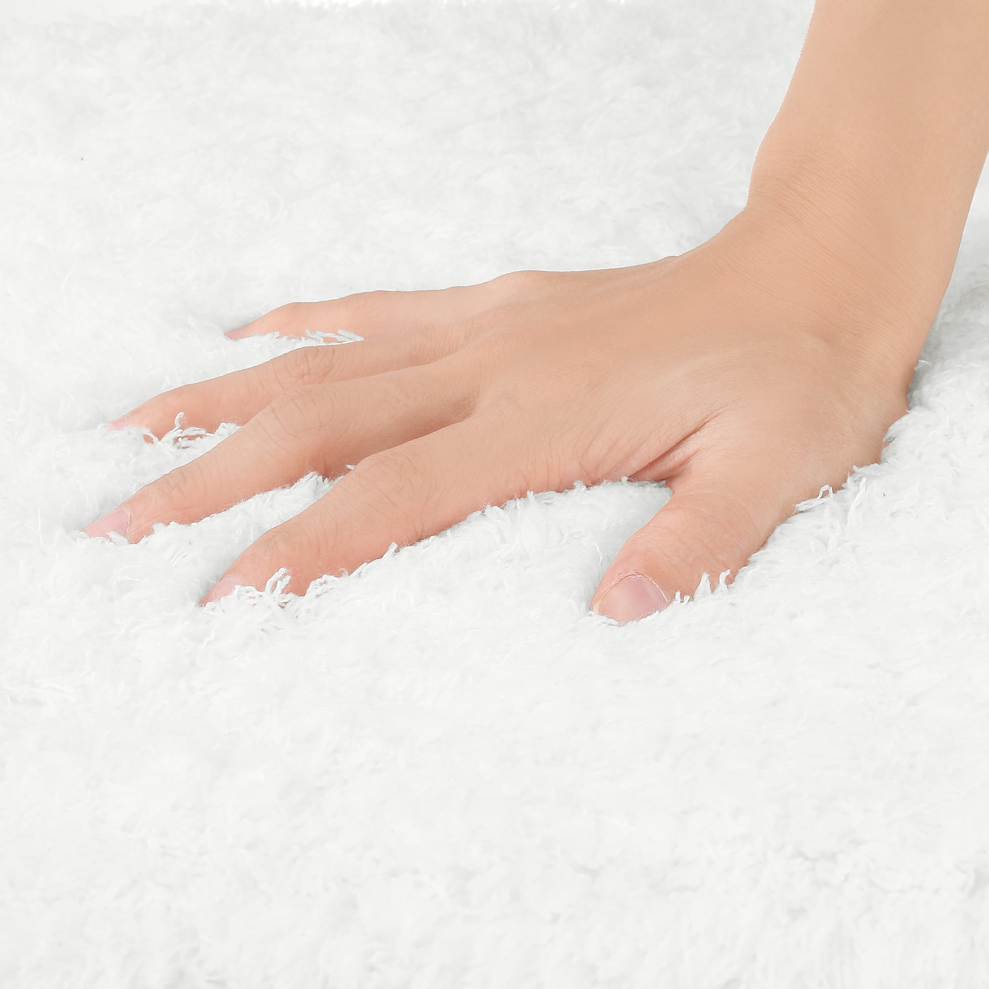 Unique Bargains Bath Rug Absorbent Soft Thick Shag Bathroom Mat Rugs for Bath Room White-1 16"x24"