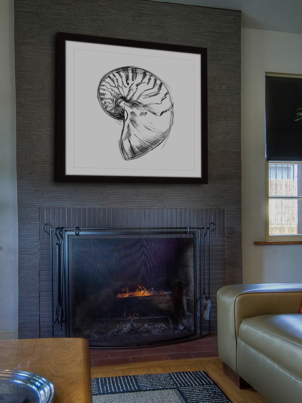 "Shell Sketch IV" Framed Painting Print