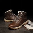thumbnail image 1 of Botas de nieve gruesas, botas Martin cálidas, zapatos para exteriores para hombre que combinan con todo, cuero forrado con vellón, 1 of 5
