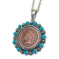 thumbnail image 2 of American Coin Treasures Collections Indian Head Penny Pendant Necklace with Real Turquoise, 2 of 2