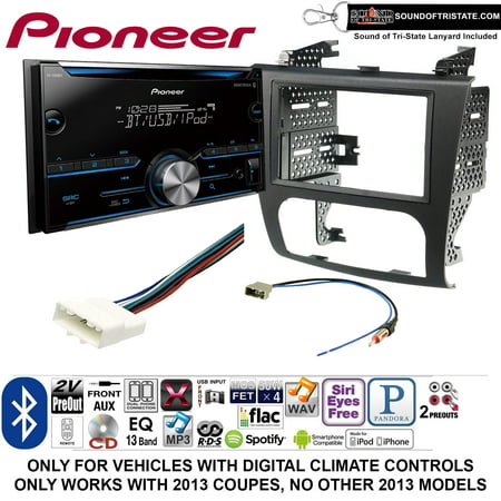 Pioneer FH-S500BT Double Din Radio Install Kit with CD Player Bluetooth Fits 2007-2013 Nissan Altima (Digital Climate Controls) + Sound of Tri-State