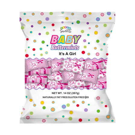 Party Sweets It's A Girl Buttermints, 14 oz, Gluten & Fat Free Baby Shower Candy