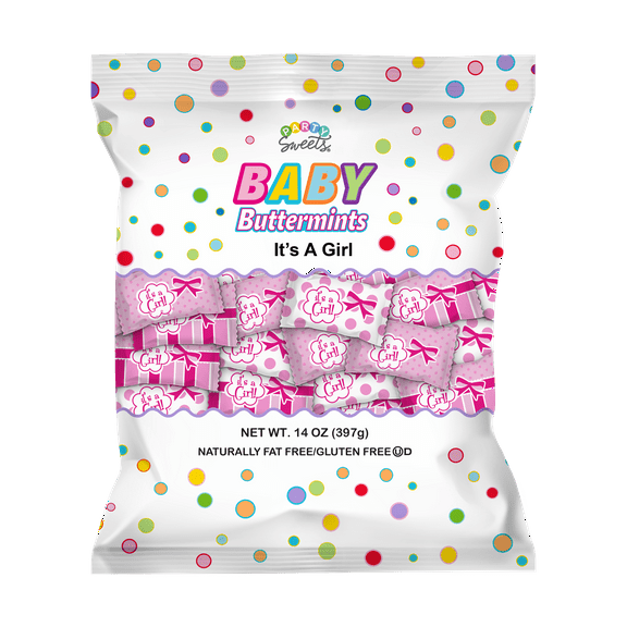 Party Sweets It's A Girl Buttermints, 14 oz, Gluten & Fat Free Baby Shower Candy