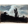 thumbnail image 2 of Magnus Enckell 14x11 Black Ornate Wood Framed Double Matted Museum Art Print Titled: Night Landscape (1900 - 1905), 2 of 5