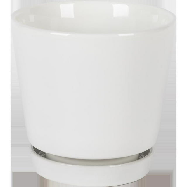 Platillo de cerámica Planter Border Concepts, 15 cm, blanco, 6 unidades