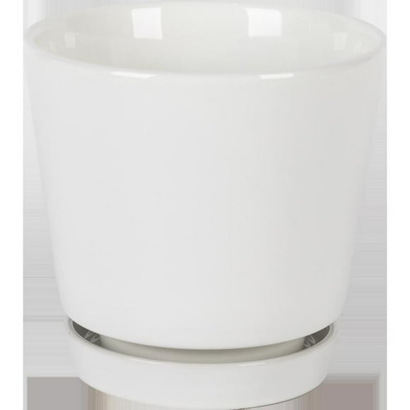 Platillo de cerámica Planter Border Concepts, 15 cm, blanco, 6 unidades