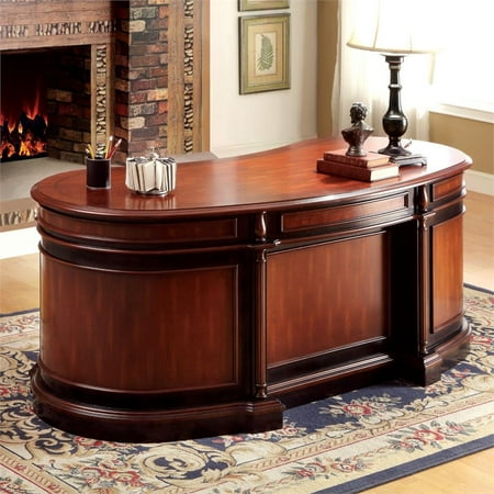 Bowery Hill Executive Desk In Cherry And Black Walmart Com