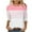 Pink, variant on QQAMB T-Shirts for Women Plus Size 3/4 Sleeve Loose Strip Printed Crewneck Tunic Tops Dressy Blouse T-Shirts Gray 3XL