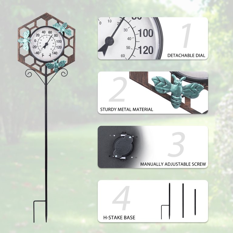 Bee Thermometer Garden Stake