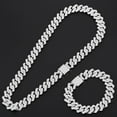 thumbnail image 3 of Hip Hop 5A+ Bling Cuban Link Chain Iced Out Exquisite Necklace For Men Father Day Jewelry to Husband Fashion Gift Rhinestone, 3 of 6