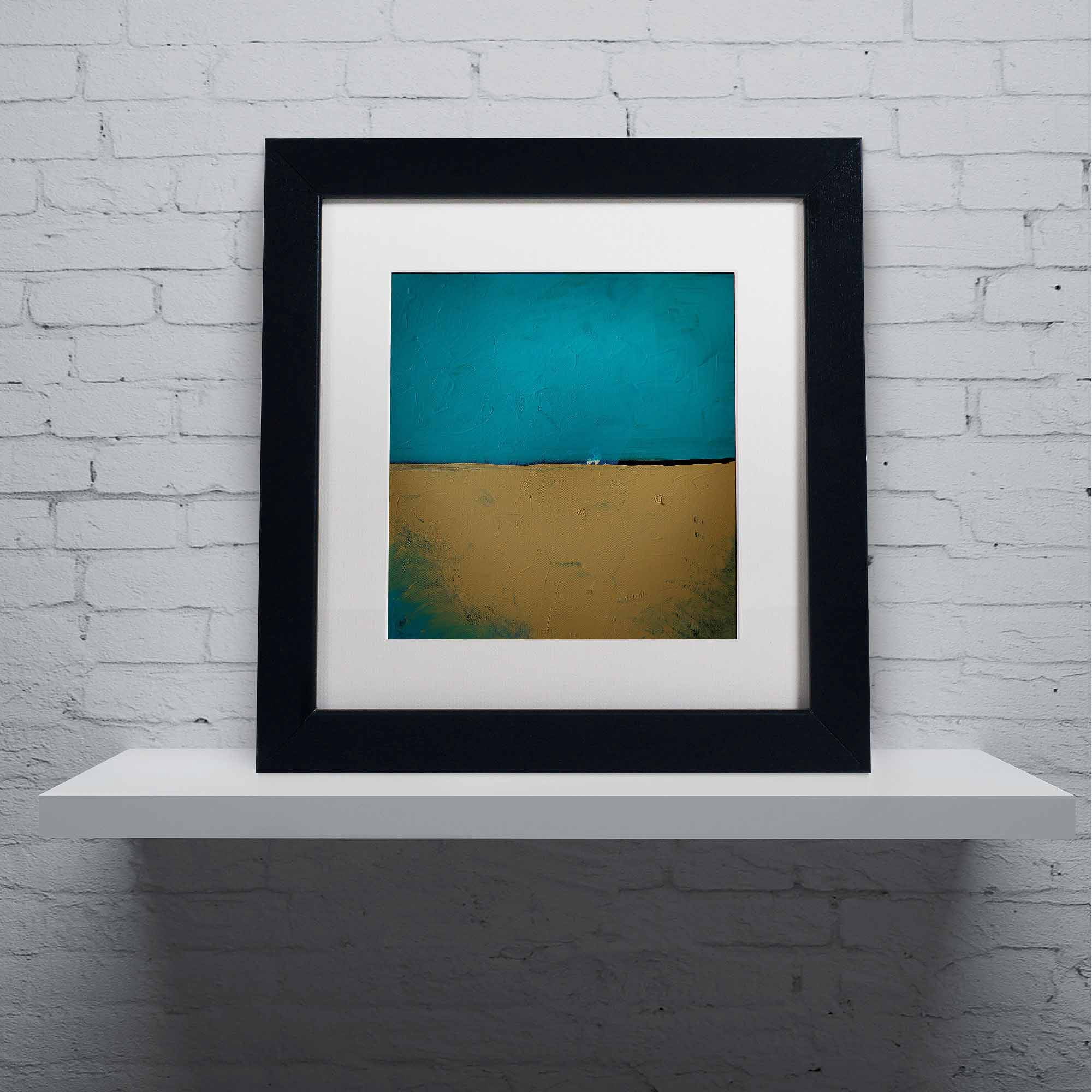 Trademark Fine Art "Teal Horizon" Canvas Art by Nicole Dietz, White Matte, Black Frame