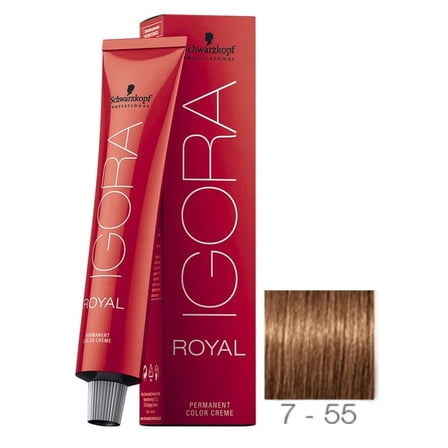 Schwarzkopf Professional Igora Royal Hair Color, 7-55, Medium Blonde Gold Extra, 60 Gram