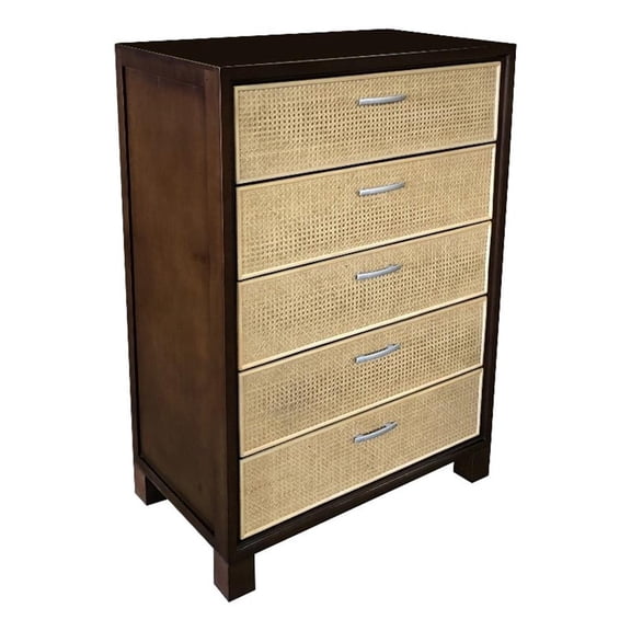 Elegant Cane Chest of Drawer 5 drw
