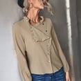 thumbnail image 4 of Blusa De Cuello Redondo Con Volantes, Transpirable, De Color Sólido, Asimétrica, Con Botones, Puños Ajustados, Cómoda Para La Cita ANGGREK No, 4 of 7