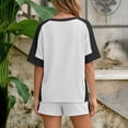 thumbnail image 6 of WAYUTE Shorts Sets for Women Plus Size Casual Summer Patchwork Color Short Sleeve T Shirt and Shorts Athletic 2 Piece Sports Outfit Clothing Sets, 6 of 6
