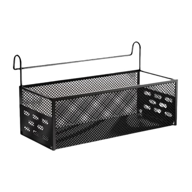 Cesta de almacenamiento de metal para cama, estante organizador para litera, estante de malla metálica, organizador colgante para dormitorio, libros y Negro