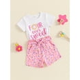 thumbnail image 4 of Musuos Little Girls Summer 2PCS Sets 18M-6Y Short Sleeve Letter Donut Embroidery T-shirt Belted Shorts Sets Birthday Clothes, 4 of 10