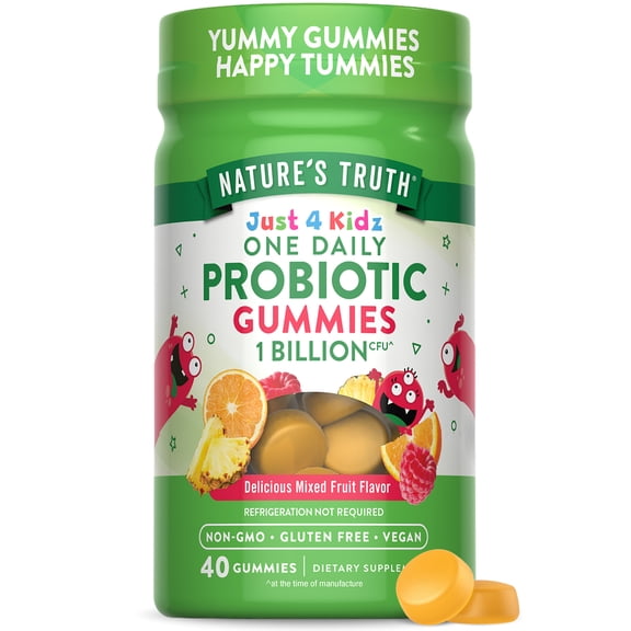 Kids Probiotic | 40 Gummies | Mixed Fruit Flavor | Vegan, Non-GMO & Gluten Free | by Nature's Truth