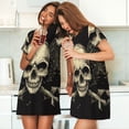 thumbnail image 4 of Honeii Gothic Winged Skull Print Women's Loose Short Sleeve Nightgown, Soft Cotton Sleepwear, Comfy Loose Fit Pajama Dress for Sleep and Lounge, 4 of 6