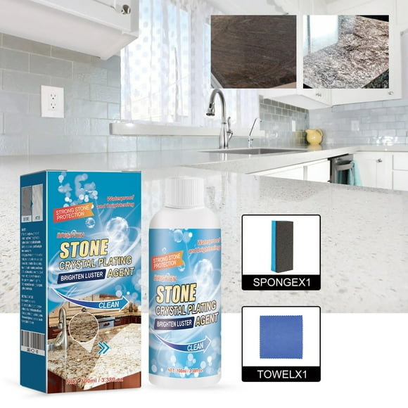 Riforla Stone Brighten Plating Agent Stone Plating Agent Stone Stain Remover Cleaner Effectively Brightens Ceramic and Stone Coatings for Quartz and More (100ml) Cleaning Agents Sky Blue