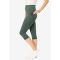 thumbnail image 3 of Woman Within Plus Size Stretch-Cotton Knit Pull-On Pocket Capri Leggings, 3 of 6