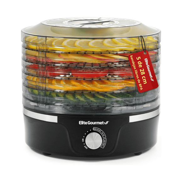 Deshidratador De Alimentos Elite Gourmet 5 Bandejas Sin Bpa