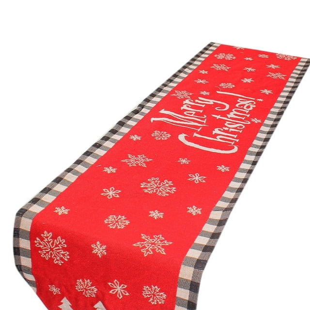 Camino de mesa navideño con estampado de banderas, resistente al desgaste y a la suciedad, ideal para decorar manteles navideños, modelo de copo de nieve inglés.