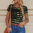 thumbnail image 6 of KLL Women 's Crew Neck Bodysuit Jumpsuits American Flag Camo Print Short onesies Stretch T Shirts, 6 of 7