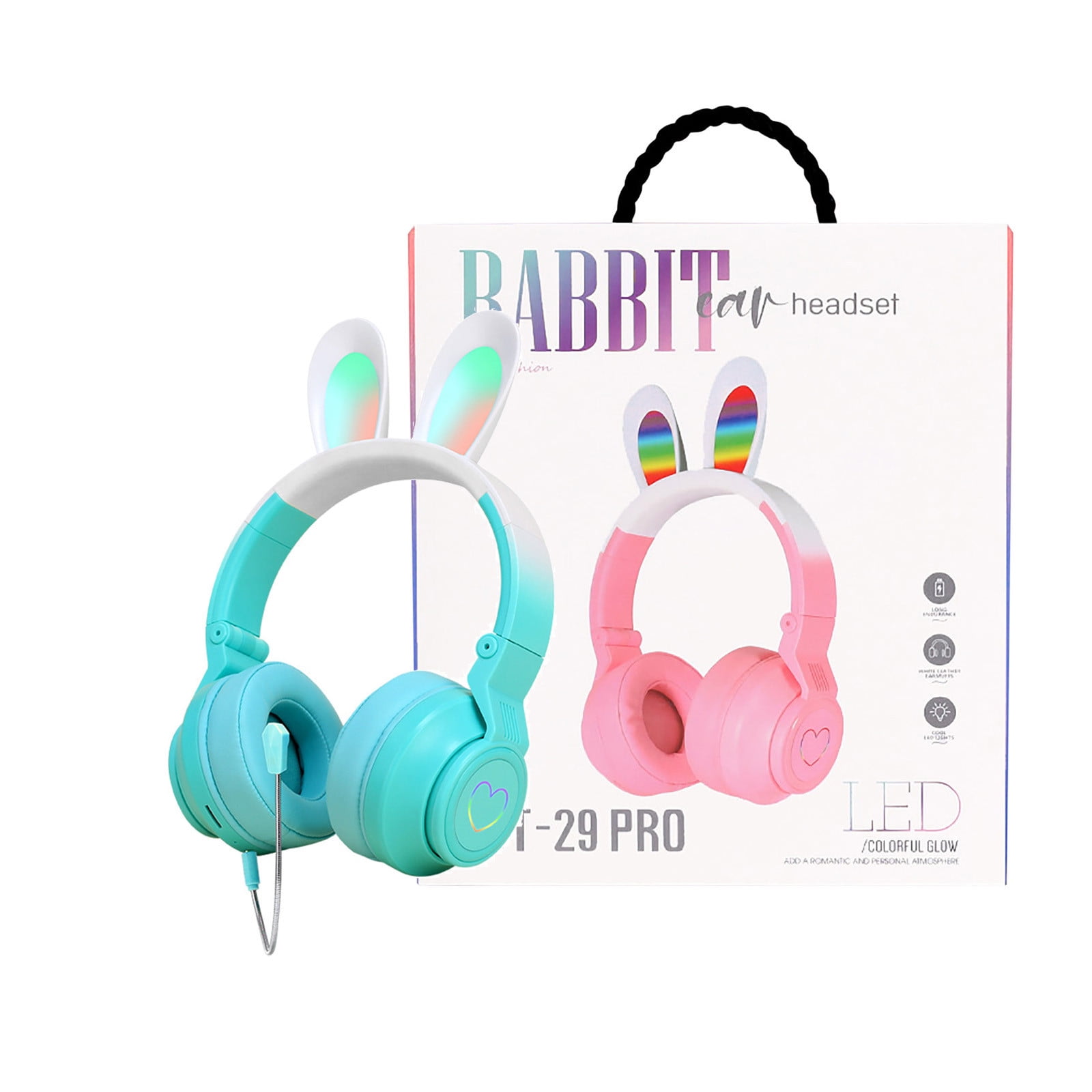 Cagogo 3Pcs Wireless Headphones, Bluetooth Headset Noise Cancelling Over Ear With Microphone, Foldable Wireless Headphones for Travel, Gradient Color Headphones for Music Gaming, Lightweight