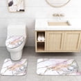 thumbnail image 5 of FMSHPON Marble Pink White 4 Piece Bathroom Set Shower Curtain Bath Rug Contour Mat and Toilet Lid Cover, 5 of 8