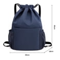 thumbnail image 2 of Mochila con cordón, bolsa deportiva para gimnasio, bolsa de viaje para yoga, para mujeres y hombres, bolsa de gimnasio impermeable, mochila de día, azul marino, 2 of 7