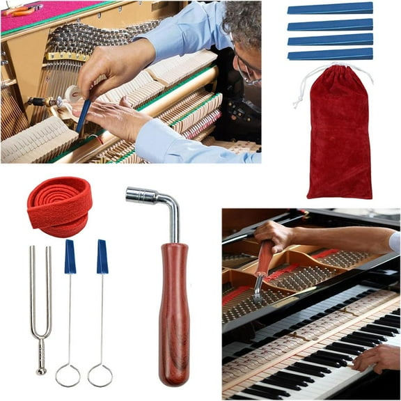 9 Pcs Piano Tuning Kit,Professional Wrench Hammer,Rubber Mutes Set Including Tuning Tools for Piano Tuning with Tuner,Hand Tools Kits