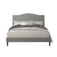 thumbnail image 3 of Home Design Mason Twin Upholstered Platform Bed with Button Tufted, Bed Frame with Curved Headboard for Adult, Gray, Easy Assembly, 3 of 6