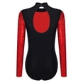 thumbnail image 3 of Hansber Women Rhythmic Gymnastic Leotard Sequin Figure Bodysuit Cutout Back Ballerina Dance Outfits Red M, 3 of 7