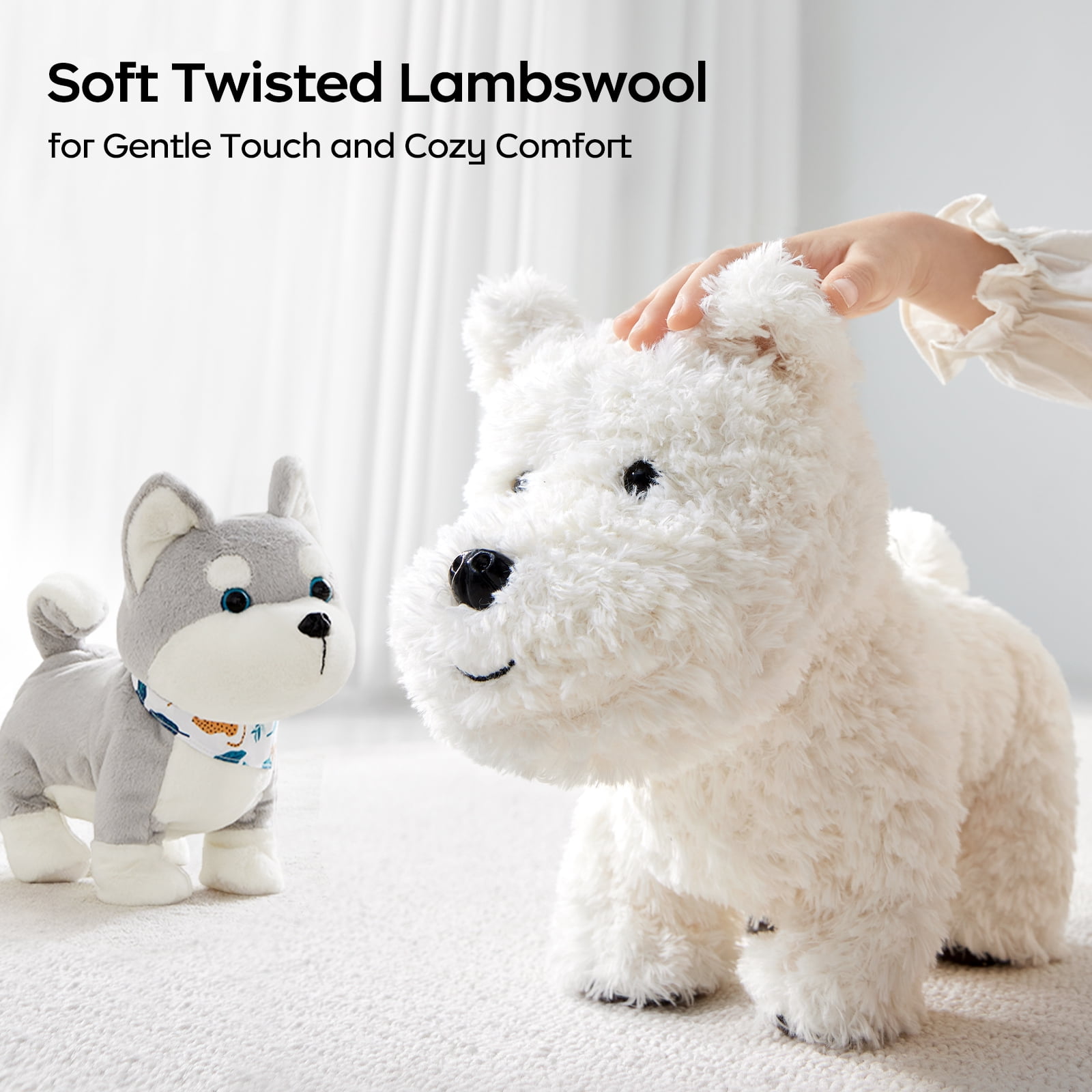 Bc Babycare Weighted Stuffed Animals, Fluffy Dog Plush Toys, Stuffed Animal Throw Plushie Pillow Doll, Soft Dog Plush Toys for Adults Kids