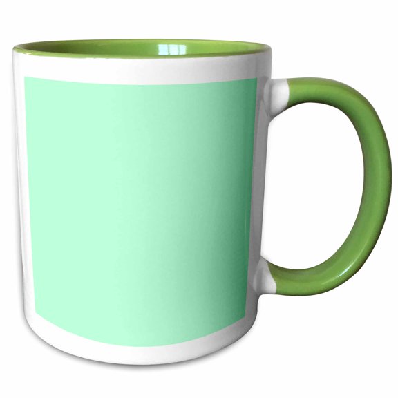 3drose, Mint Green - Light Minty Pastel - Plain Simple One Single Solid Color - Very Pale Aqua Green, 11oz Two-tone Green Mug