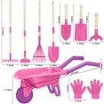 thumbnail image 3 of Juego de herramientas de jardinería para niños Qtioucp con carretilla rosa, 3 of 6
