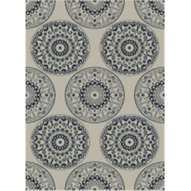 Dynamic Rugs PZR564975501 Piazza Tapis Ronds&44; Beige & Bleu - 5,3 Po