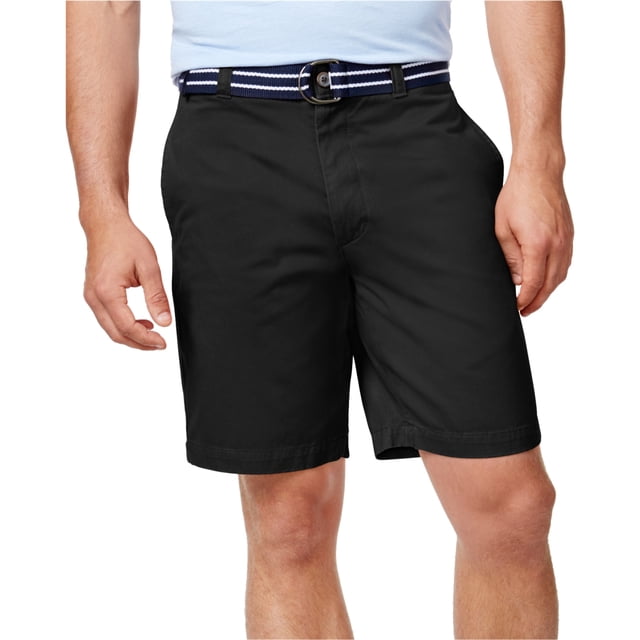 Club Room Pantalones cortos chinos casuales con cinturón y parte delantera plana para hombre, negro, 32 Club Room chino