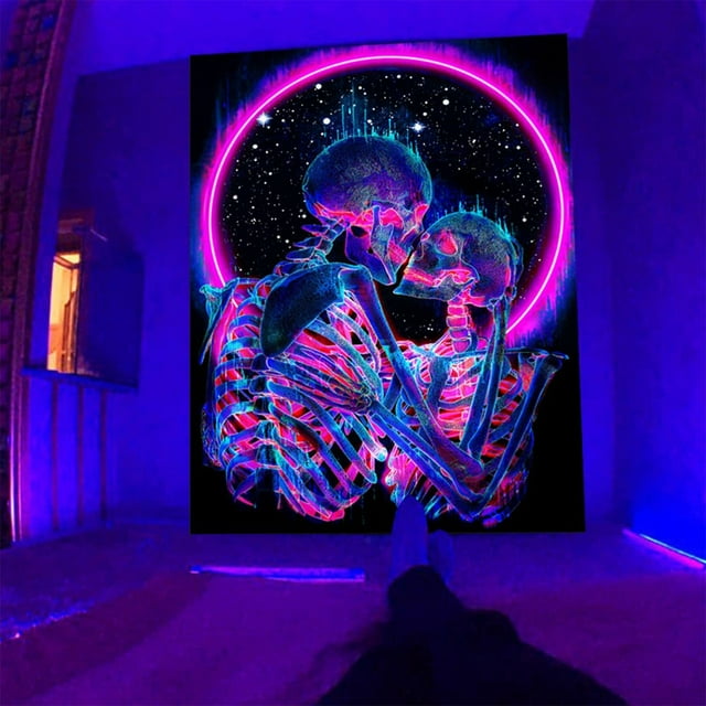 Suncoda Polyester Tapestry, Skeleton House Wall Decoration Kissing Lovers Tapestry
