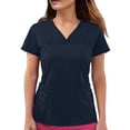 thumbnail image 6 of yoeyez Scrubs for Women Short Sleeve V Neck Work Tops Soft Stretch Fit Scrub Shirts Medical Nursing Plain Uniforms with Pockets Navy,XL, 6 of 7