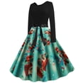 thumbnail image 1 of Vestido HUOGUO Otoño-Navidad con cuello en O estampado para mujer, 1 of 5