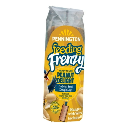 Pennington Feeding Frenzy Peanut Delight Suet, 1 lb. Log, Wild Bird Food, 1 Pack, Fresh