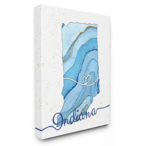 Stupell Industries Indiana Agate Blue US State Design Canvas Wall Art by Ziwei Li