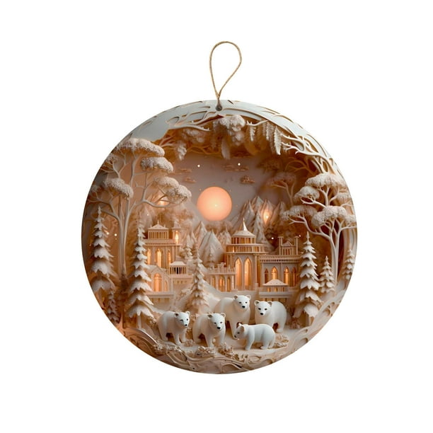 Wmhnj Adorno navideño de acrlico de doble cara con gancho para colgar, decoracin religiosa para el rbol de Navidad y el hogar.