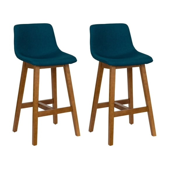 CorLiving Nora Set of 2 Upholstered Indoor Barstools with Solid Wood Legs