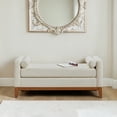 thumbnail image 2 of GZXS 51 Inch Upholstered End of Bed Bench with 2 Pillows, Modern Entryway Ottoman Seat with Solid Wood Frame, Boucle Fabric, Beige, 2 of 7
