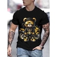 thumbnail image 1 of Camiseta de moda con estampado 3D para hombre, cuello redondo informal, tejido de punto de poliéster, corte regular con detalle estampado., 1 of 5