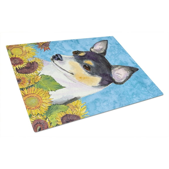 Caroline's Treasures Fox Terrier Glass Cutting Board Large
